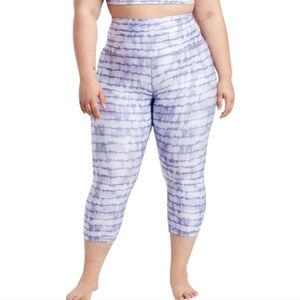Athleta Elation Printed Capri Tight, Tahiti Dusk Purple Plus‎ Size 1X New